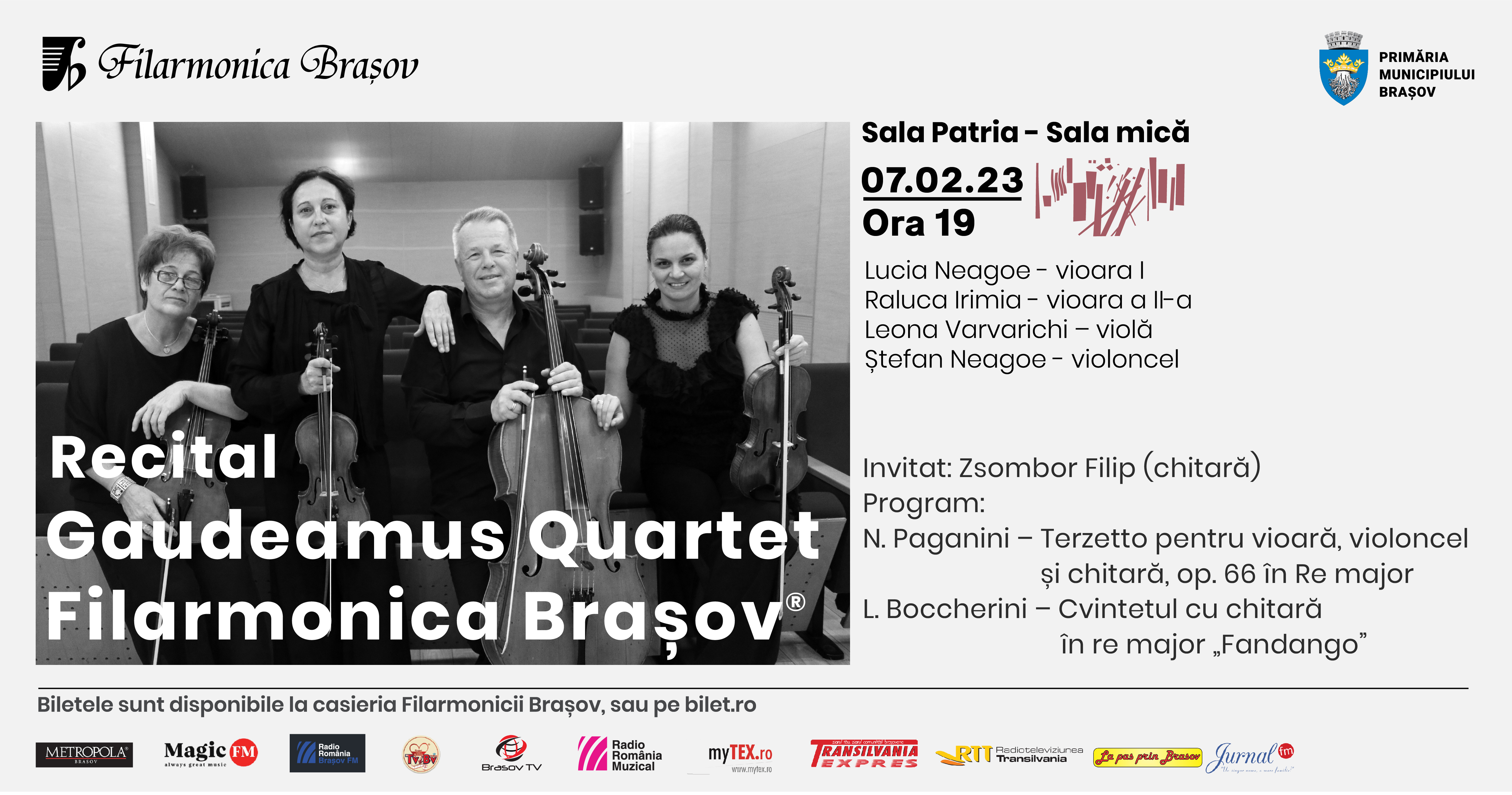 Recital Gaudeamus Quartet Filarmonica Brașov® și Zsombor Filip