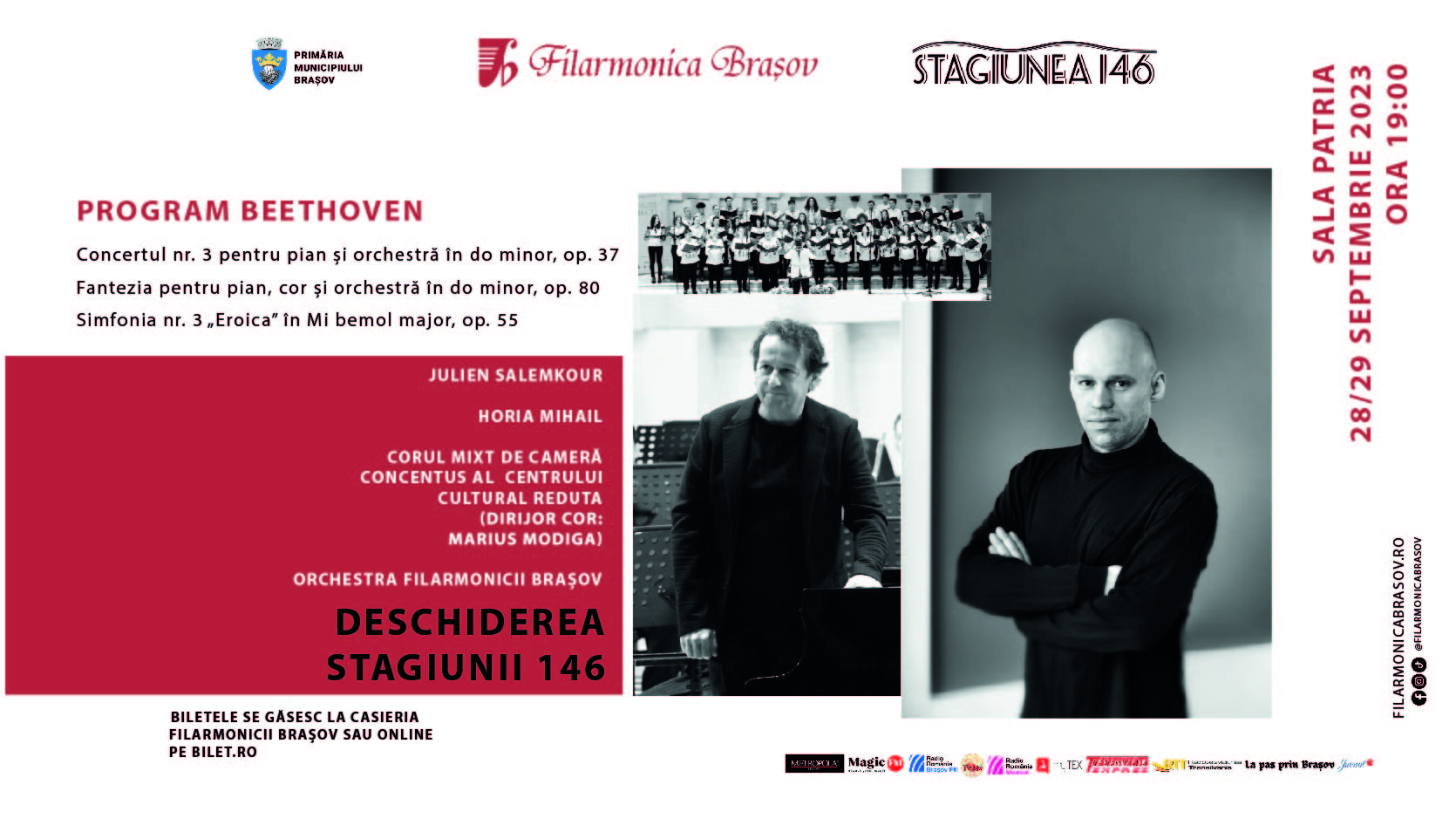 Julien Salemkour, Horia Mihail, Corul "Concentus" și orchestra Filarmonicii Brașov în concert Beethoven