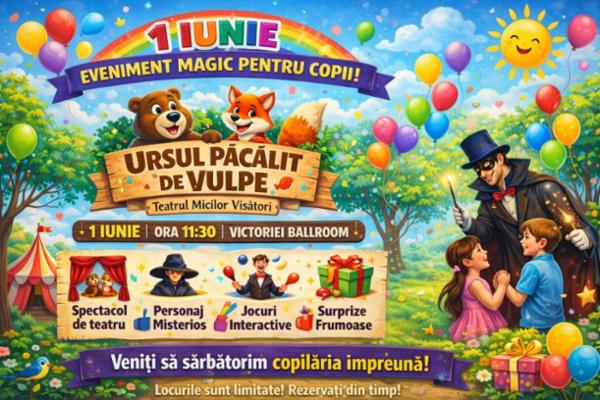 Ursul păcălit de vulpe și un eveniment magic pentru copii și părinți Victoriei Ballroom