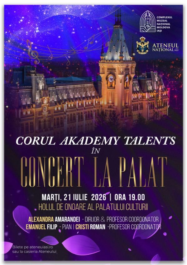 Concert la Palat ׀ Corul Akademy Talents, dirijor și profesor coordonator Alexandra Amarandei Holul de Onoare al Palatului Culturii din Iași